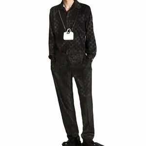 Marcell Von Berlin - Men's Jacquard Trouser Pants - Size 36 Black